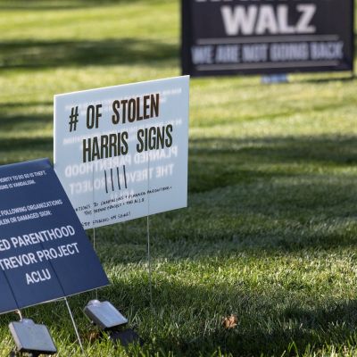 Lawn-sign wars: US voters use trackers, cameras to deter political theft