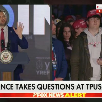 MAGA Hat-Wearing Man Asks JD Vance Why Trump Is Supporting Israel’s ‘Ethnic Cleansing in Gaza’