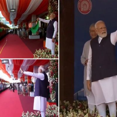 PM Narendra Modi Flags Off India’s First Hydrogen-Powered Train, Marking Milestone in Green Rail Transport (Video)