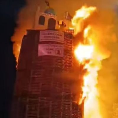 Moygashel bonfire lit overnight as police attempted to remove ‘hate display’