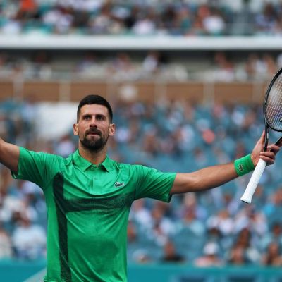 The real Novak Djokovic tries to stand up in front of Serena Williams in Miami