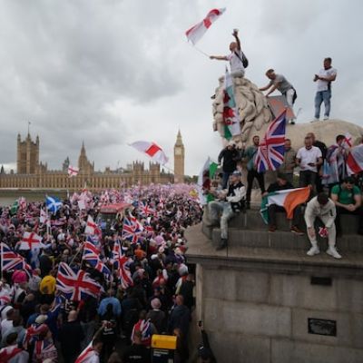 London protesters gather for march organized by anti-immigration activist