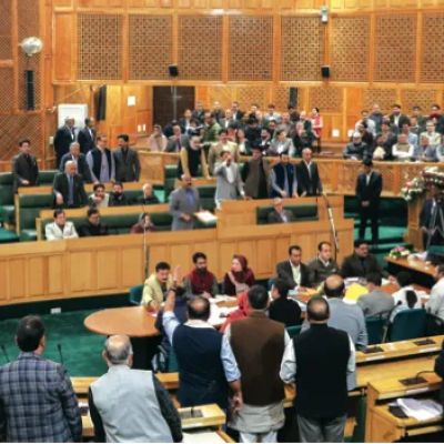 BJP MLAs protest in J&K Assembly, raise ‘Stop Discrimination’ slogans after speaker rejects motion on Jammu weather-induced losses