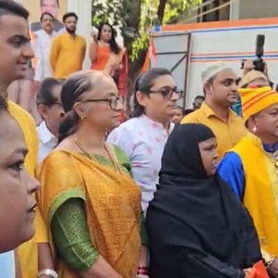 BJP Leaders Chant ‘Vande Mataram’ Outside SP’s Abu Azmi’s Residence Amid Row – Video