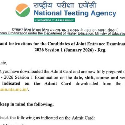 NTA Issues Fresh Exam-Day Guidelines Ahead Of JEE Main 2026 Session 1 ...