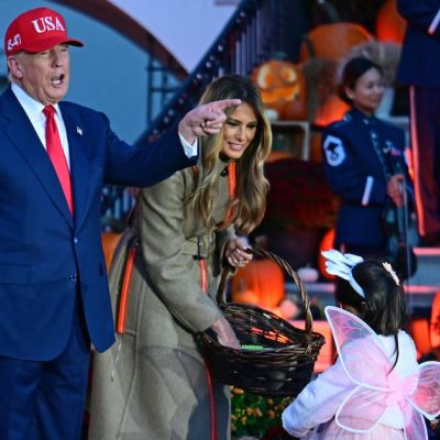 Trump, 79, Brandishes Terrifying Photo at Trick-or-Treaters