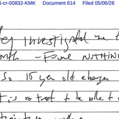 A note a former cellmate says he found after Epstein’s suspected suicide attempt is released