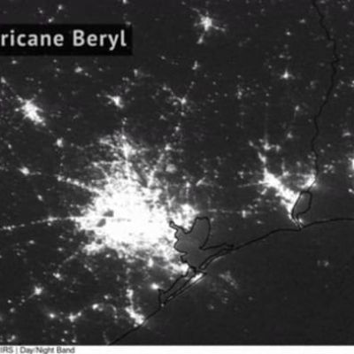 WHOA! 😳 Satellite images show sobering view of power outages in Texas caused by Hurricane Beryl