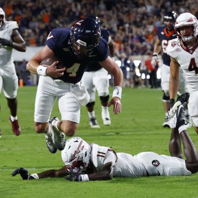 Chandler Morris distraught coming off field following Virginia’s ACC Championship Game loss