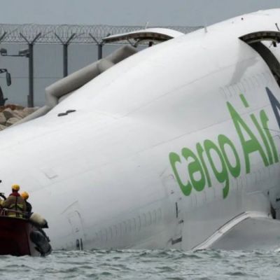 Cargo plane skids off Hong Kong runway into sea, 2 killled | News.az