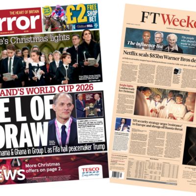 Newspaper headlines: ‘Netflix seals $85bn Warner Bros deal’ and ‘One L of a draw’