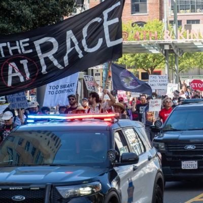 Hundreds of protesters march to OpenAI and Anthropic offices, say they want AI race to stop now
