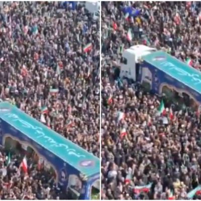 Massive Crowds Gather In Tehran’s Revolutionary Square For Ali Larijani’s Funeral | Watch