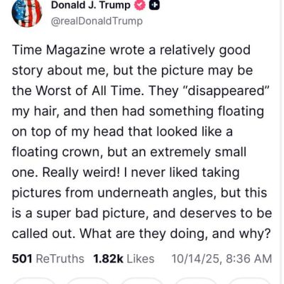Trump asked to withdraw the cover of Time with his photo because of a bad hairstyle