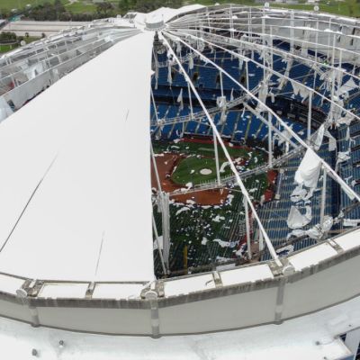 Hurricane Milton shreds Florida stadium roof