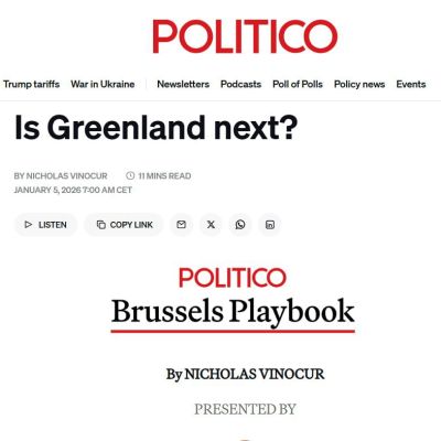 ‼️The US has openly declared territorial claims to Greenland — Politico