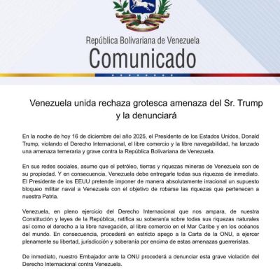 Venezuela responds to Trump’s blockade: oil is ours