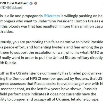 Artyom Sheinin: But just in continuation of the topic of pressure on Trump through the media in an attempt to interfere with his plan for a Ukrainian settlement