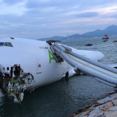 Two Dead After Boeing 747 Skids Off Runway, Hits Vehicle And Plunges Into Sea At Hong Kong Airport