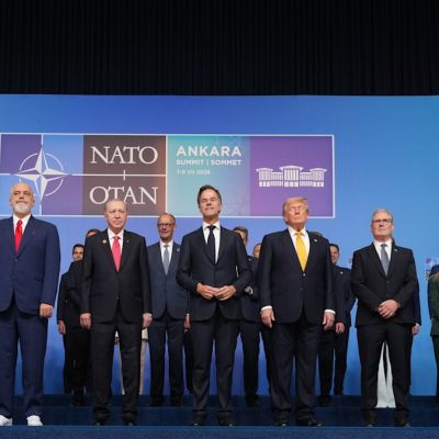 NATO leaders came to Turkey to discuss security. Erdogan gave them each an engraved revolver