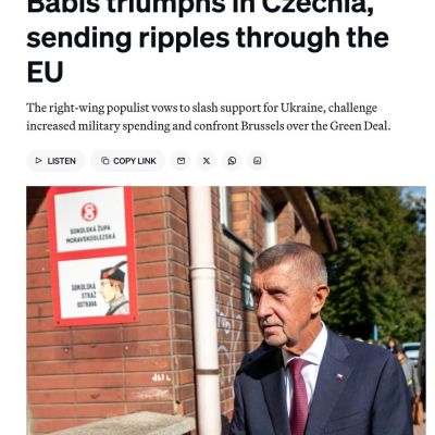 Politico: Babis’ victory threatens the Czech Republic with conflict with the EU and NATO