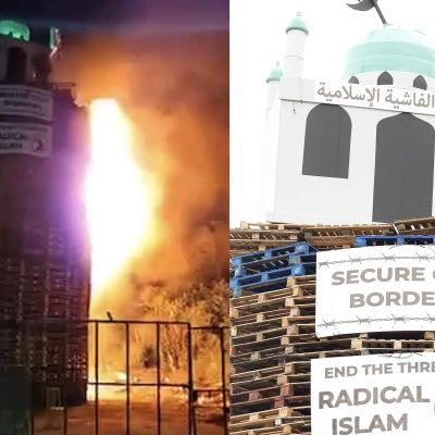 Burning of Moygashel bonfire ‘attention-seeking’ as pyre set alight before mosque replica could be removed