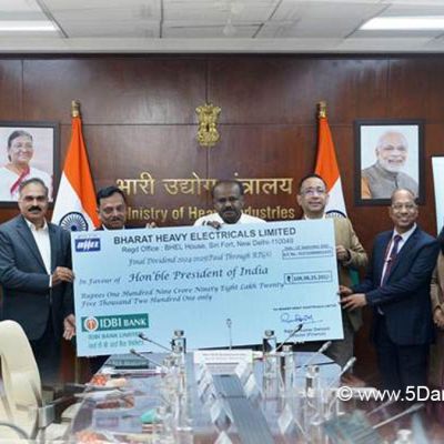 BHEL pays dividend cheque of over Rs 109 crore to govt