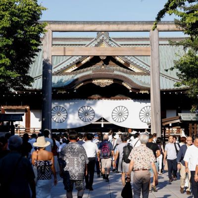 Japan minister joins crowds at controversial shrine to mark 80 years since world war defeat