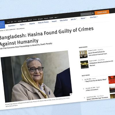 HRW raises concern over fairness of Sheikh Hasina’s trial in absentia