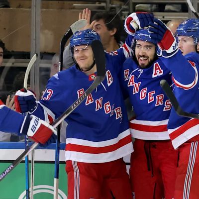 Shesterkin’s goal caps Rangers 5-1 win over Lightning in home opener