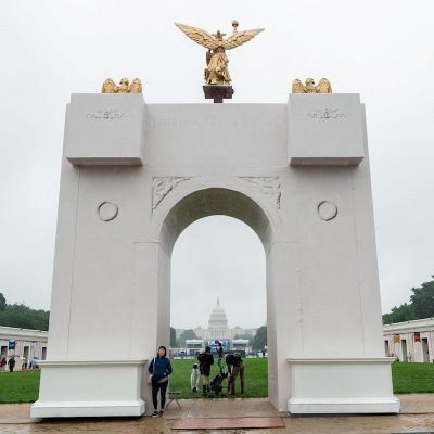 Trump says triumphal arch will also serve as ‘military complex’ with snipers