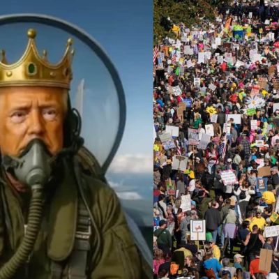 Trump shares AI video mocking ‘No Kings’ protests as millions march against his government