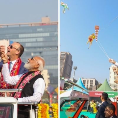 PM Modi, German Chancellor Merz Fly Hanuman Kite in Ahmedabad