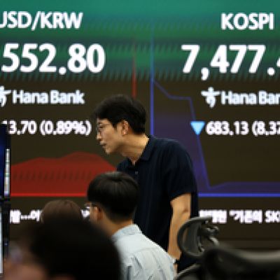 Kospi crashes over 8% on tech hemorrhage, US rate woes; won rises after verbal intervention