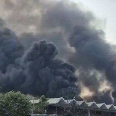 Inferno engulfs terminal at airport as firefighters battle to contain flames