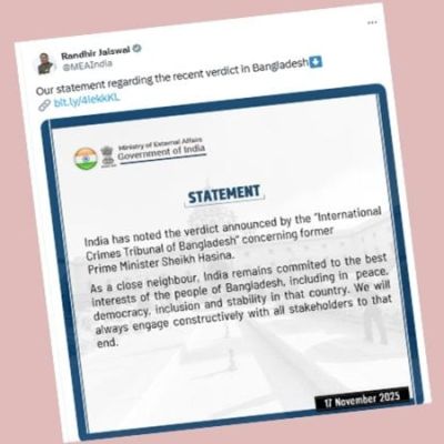 India issues statement on Hasina’s death sentence