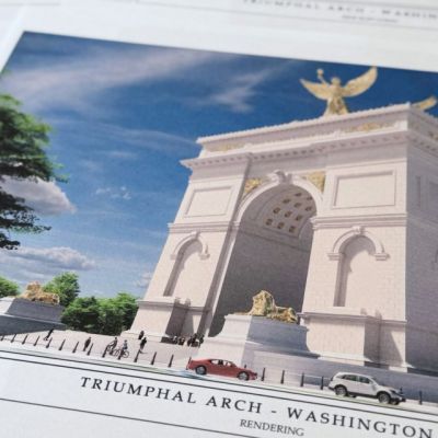 Trump Says Proposed Arch Will Double as ‘Military Complex’
