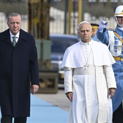 Turkish President Erdogan welcomes head of Vatican City State Pope Leo XIV in Ankara
