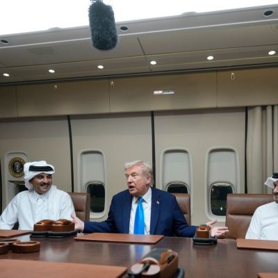 Emir of Qatar joins Trump on Air Force One during trip to Asia
