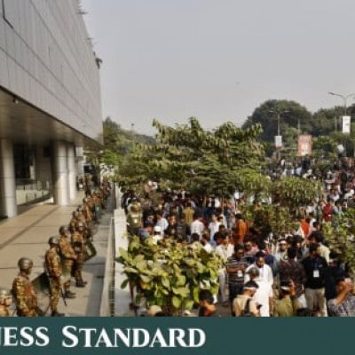 Mobile traders block road outside BTRC protesting shut down of