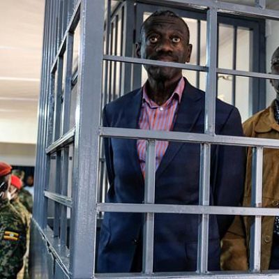 Supporters of jailed Ugandan opposition figure pray for him after…