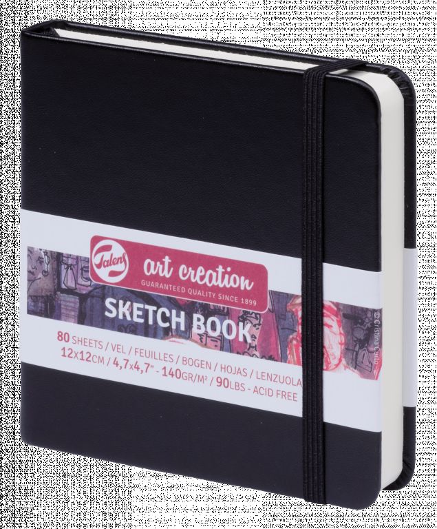 4.7x4.7 Black Sketch Book 80/PB/90 by Royal Talens Raw Materials Art