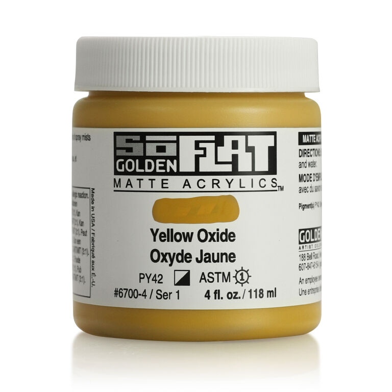 4oz Yellow Oxide SoFlat Matte Acrylic by Golden Raw Materials Art