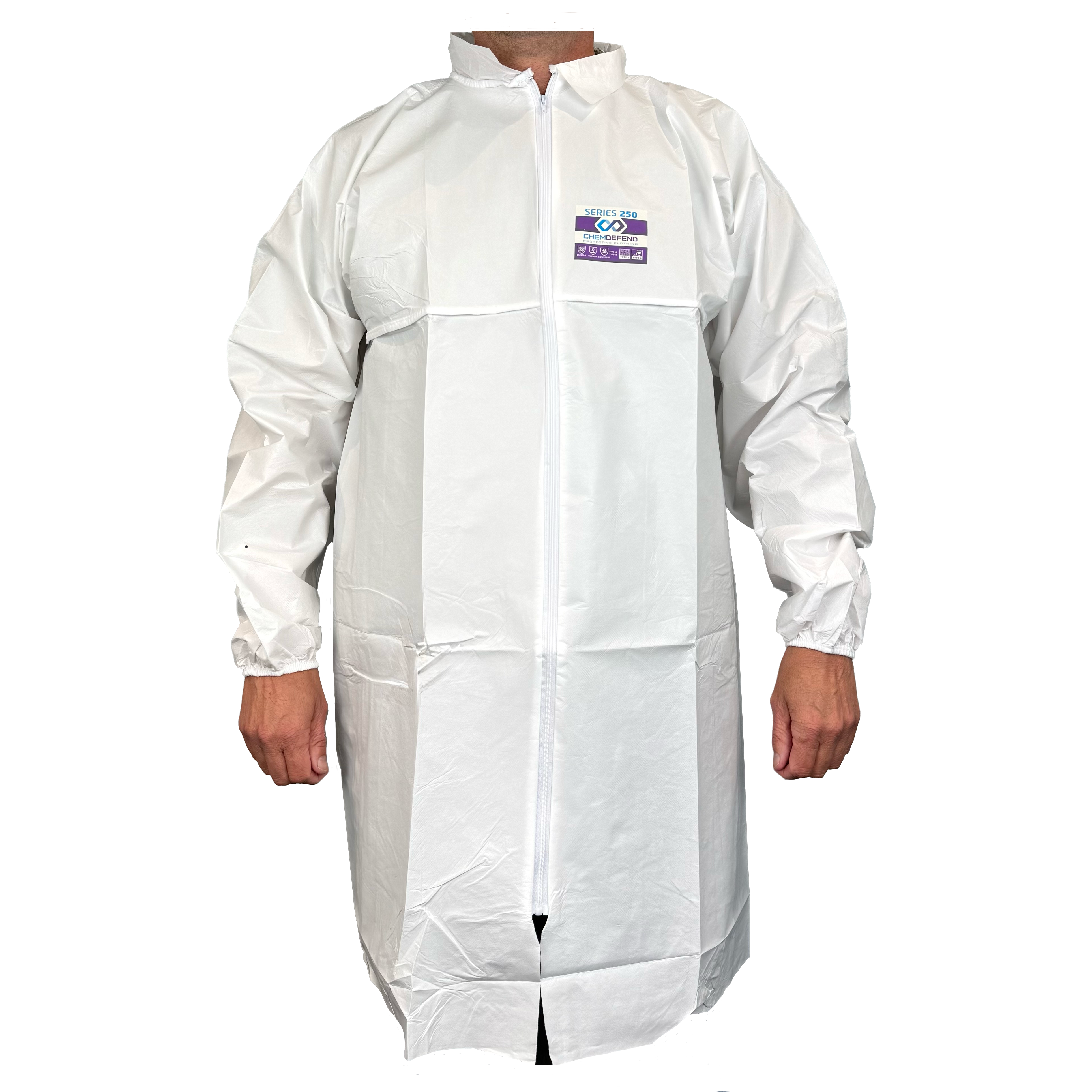 Chemdefend 250 Labojas met rits, wit