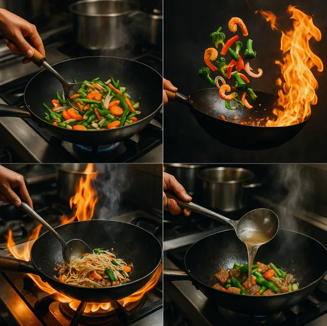 The wok's versatility made it economical for households across Asia, capable of stir-frying, steaming, deep-frying, braising, and smoking