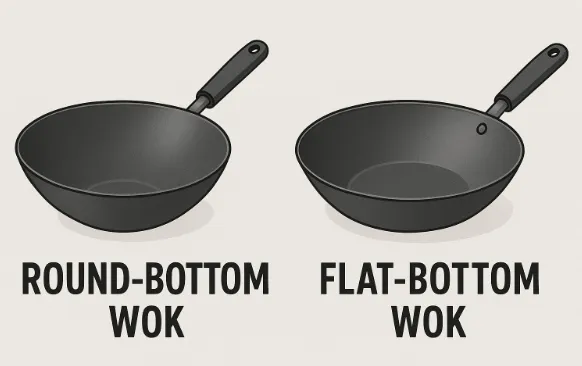 Comparison of mandarin and cantonese wok handle styles