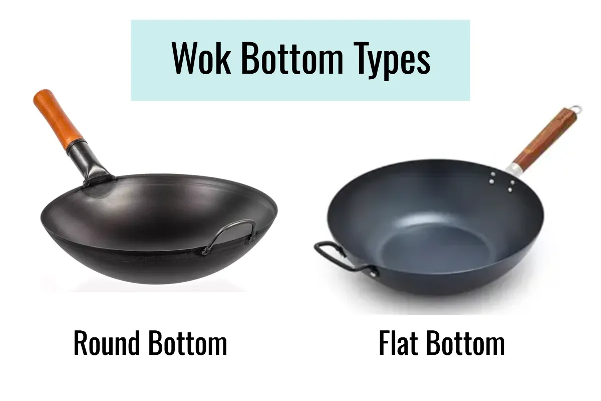 Two woks side by side showing bottom shape differences