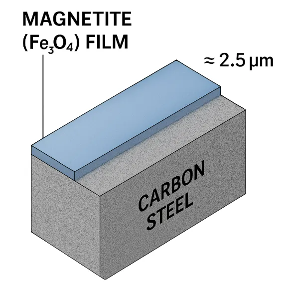 Cross-section view of magnetite oxide layer formation