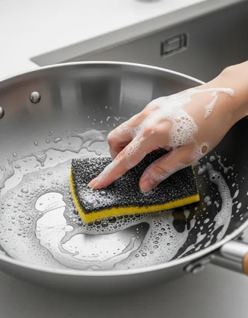 Proper wok cleaning technique