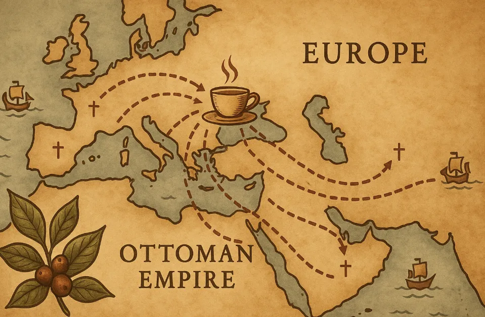 Coffee's Journey to Europe: From Ottoman Trade Routes to European Coffee Culture